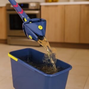 ممسحة تنظيف ذكية بدلو تصريف – نظام غسل وعصر بدون مجهود – تصميم أزرق عملي